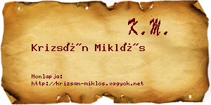 Krizsán Miklós névjegykártya